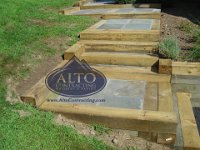 Railroad Ties & Bluestone Walkway